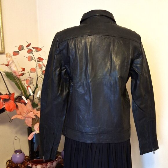 NWT Blend Women's Black Lined Genuine Leather Jacket Warm Outerwear Size L - Picture 6 of 14